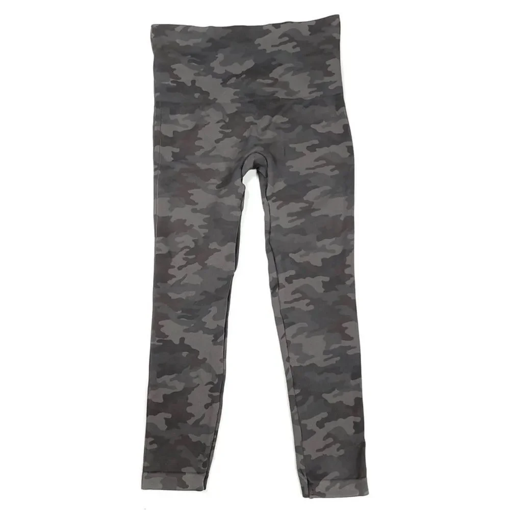 SPANX Shaping Look At Me Now Cropped Seamless Leggings in Gray Camo Womens Small